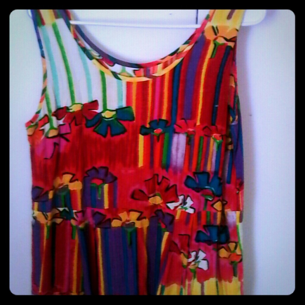 Vintage Jams World Rayon Multi Color Dress M